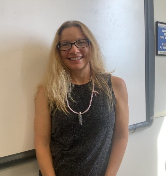 Dr. Heather after class, teaching at the same campus she once attended as a student, photo credit: Lydia Hamel